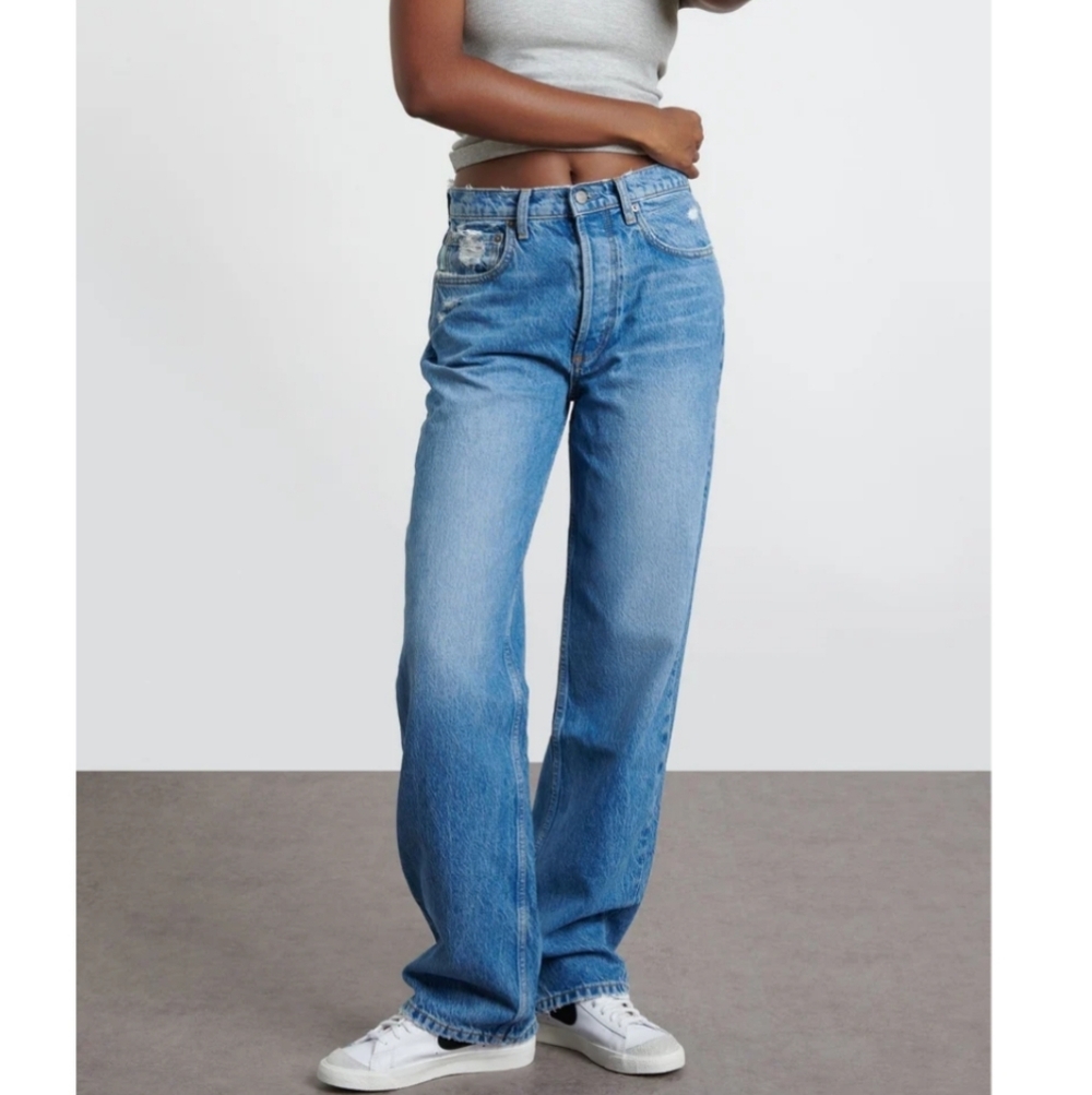 Boyish The Ziggy High Rise Relaxed Straight Leg Jeans In Silverado Size 28